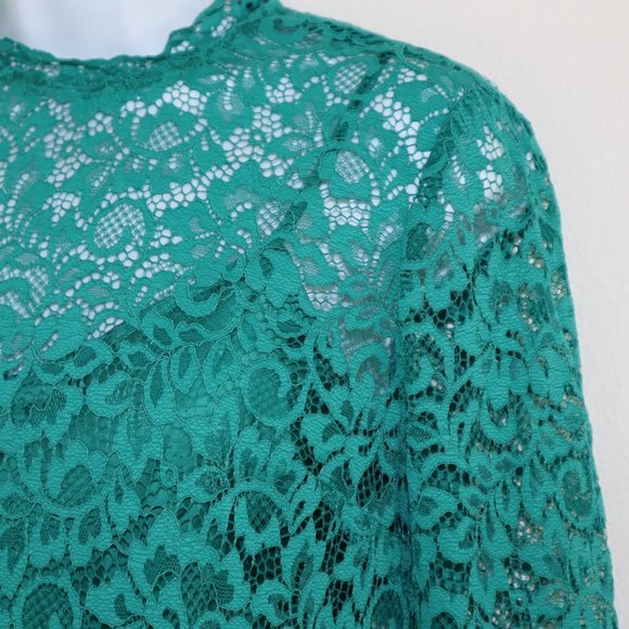 ZARA green lace flower Pattern lined dress XS - Picture 9 of 12